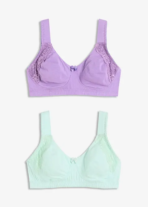 T-skjorte-BH uten spiler med bomull (2-pack), bonprix