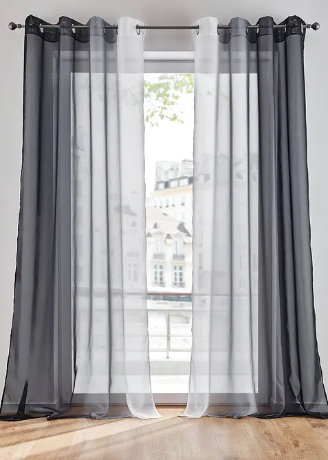 Gardin med resirkulert polyester og fargegradering (2-pack), bonprix