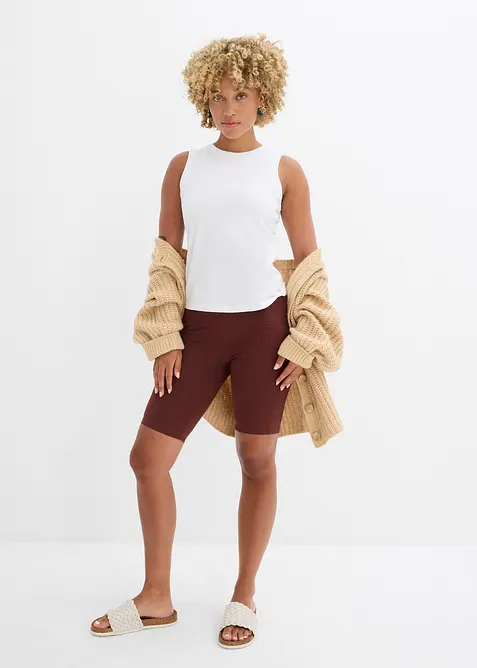 High Waist-sykkelbukse av ribbet jersey, bonprix