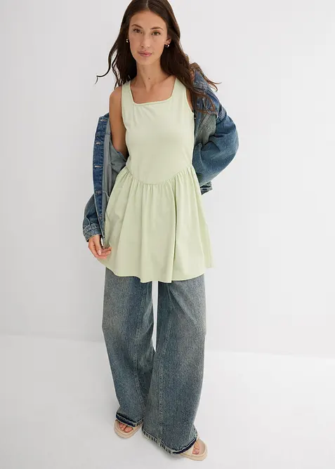 Lang topp i elastisk bomullsmiks, bonprix