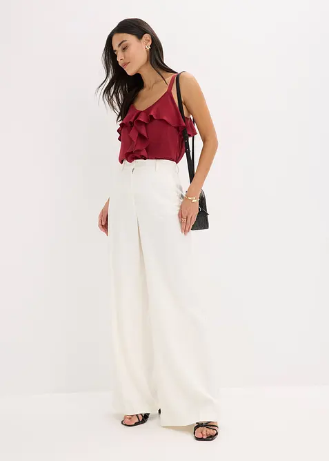 Bukse i lett viskose med vide ben, bonprix