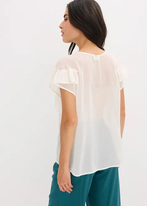 Chiffonbluse med volanger, bonprix