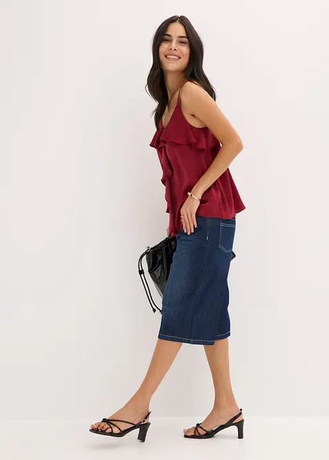 Stroppetopp i glinsende sateng, bonprix