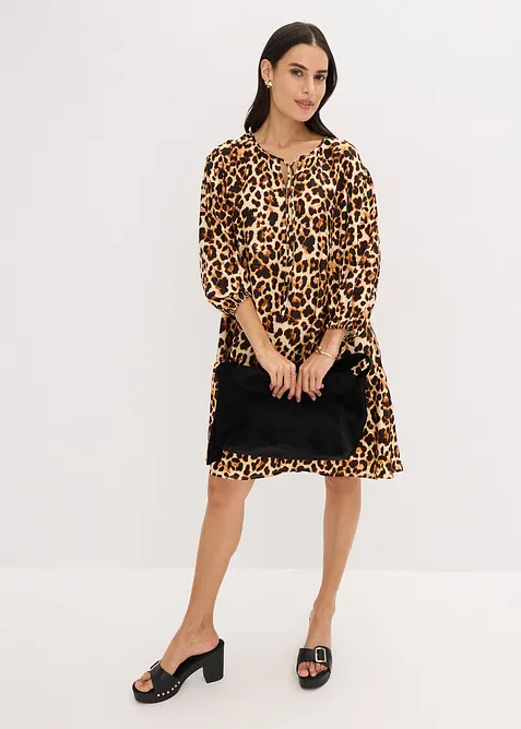 Tunikakjole med print av strukturert krepp, bonprix