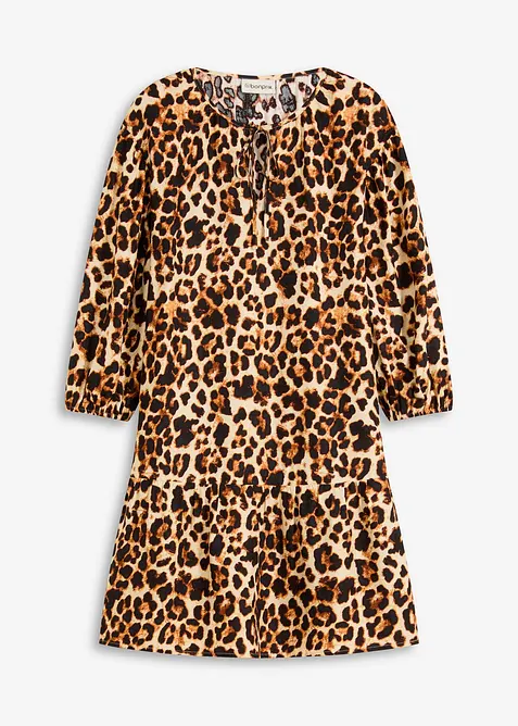 Tunikakjole med print av strukturert krepp, bonprix