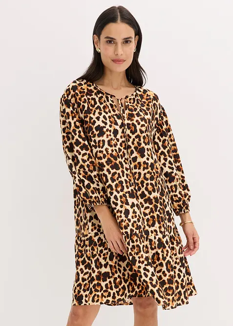 Tunikakjole med print av strukturert krepp, bonprix