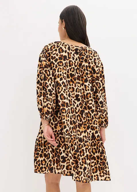 Tunikakjole med print av strukturert krepp, bonprix