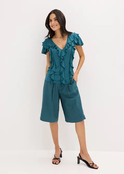 Topp med volanger av myk modalmiks, bonprix