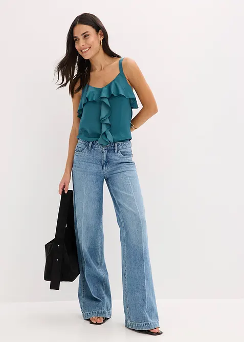 Wide Leg-jeans Mid Waist, Low Stretch Full Length, bonprix