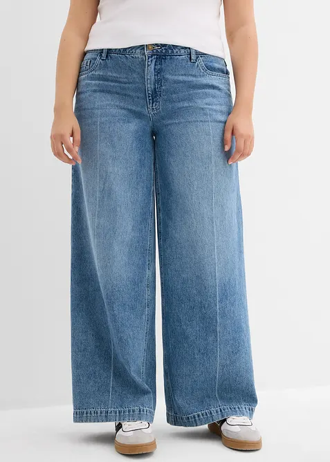 Wide Leg-jeans Mid Waist, Low Stretch Full Length, bonprix
