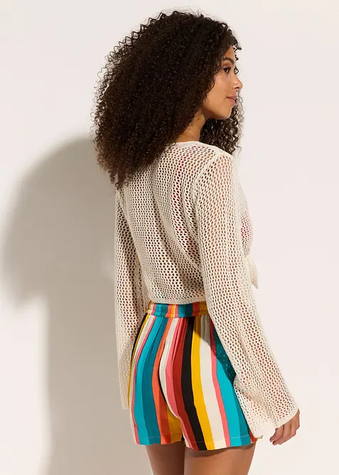 Transparent strandjakke med hullstrikk, bonprix