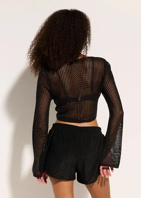 Transparent strandjakke med hullstrikk, bonprix