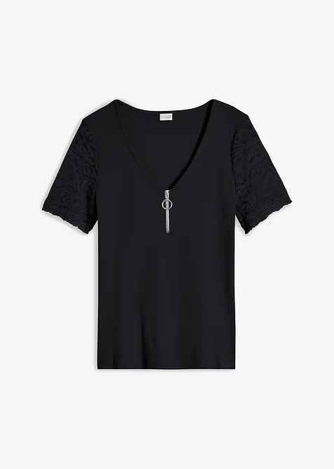 Ribbet topp i bomull, bonprix