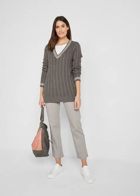 Bukse med stretch og rette ben, Mid Waist, bonprix