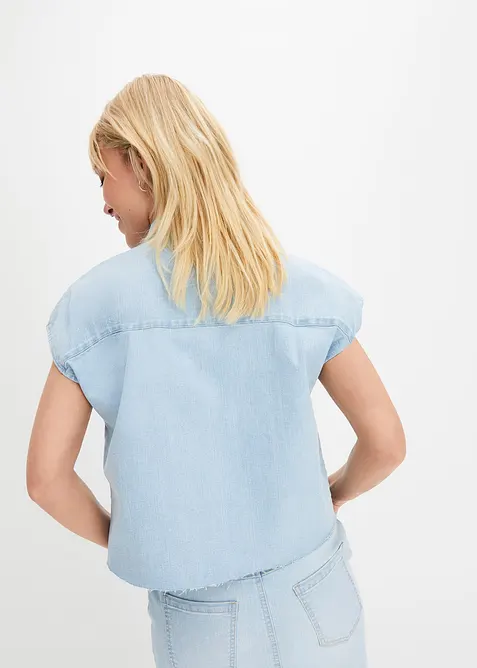 Kort boxy jeansbluse, bonprix