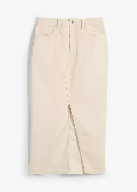 Jeansskjørt med splitt, bonprix