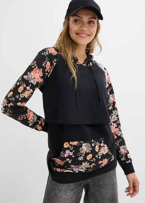 Myk 2-i-1-mamma-/ammesweatshirt med hette, bonprix