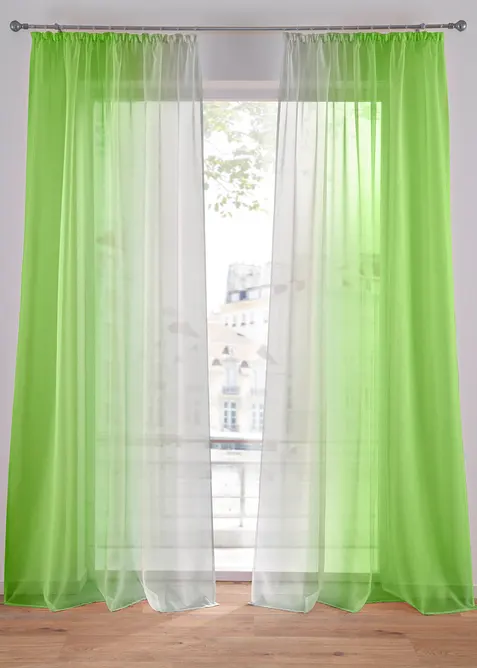 Gardin i lett voile, f&aring;s ogs&aring; i ekstra lang (2-pack), bonprix