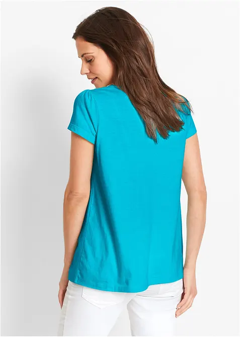 Bomullstopp med blonder, kortermet, bonprix