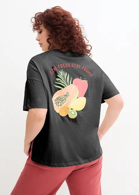 Oversized topp med trykk, bonprix