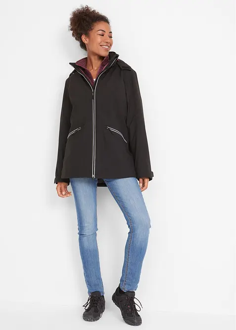 Outdoor-funkjsonsjakke, 3-i-1, med strikket fleece innvendig, bonprix