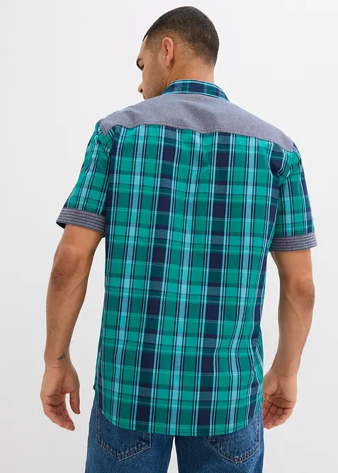 Kortermet skjorte  med denimbesetning, bonprix