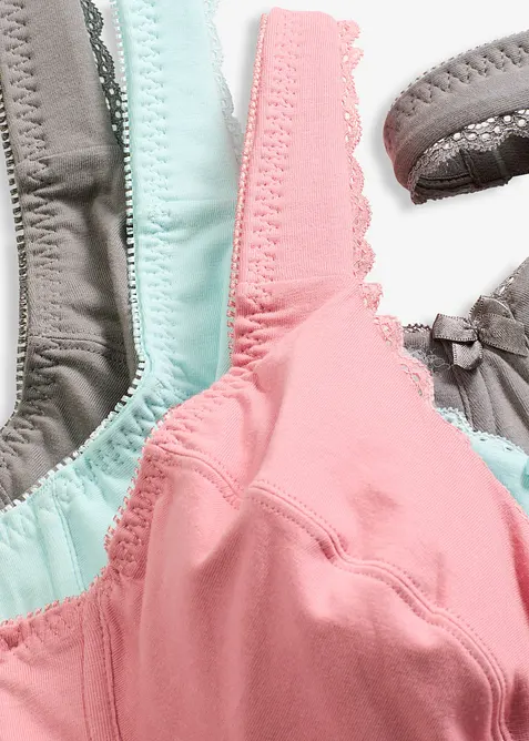 BH med bøyle og økologisk bomull (3-pack), bonprix