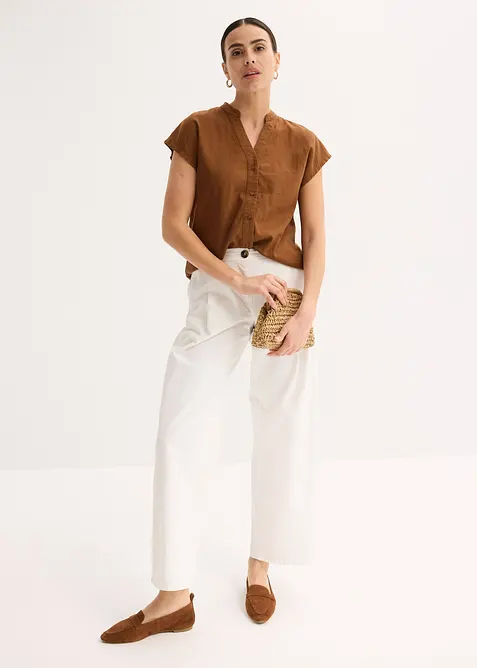 Kortermet bluse i lett linmiks, bonprix