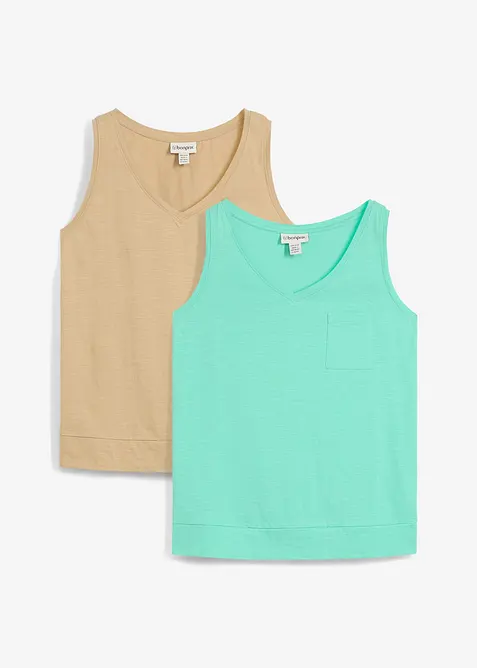 Singlet i 100% økologisk bomull (2-pack), bonprix
