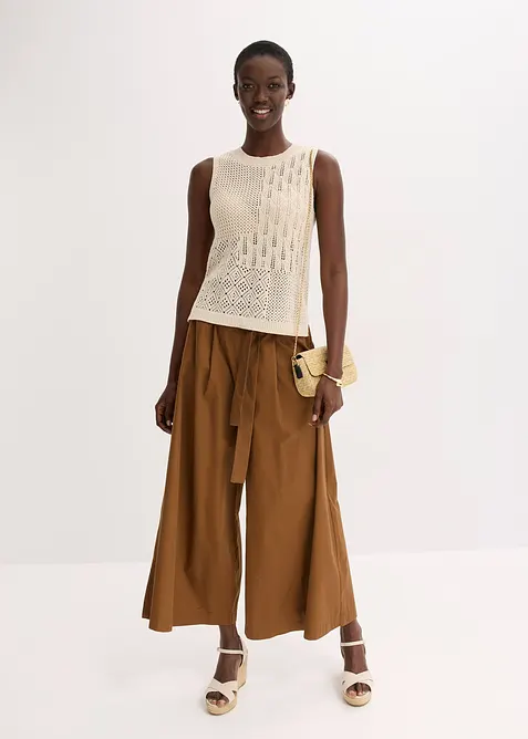 Strikket singlet med hullm&oslash;nster og lurex, bonprix