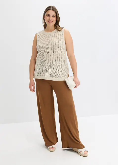 Strikket singlet med hullm&oslash;nster og lurex, bonprix