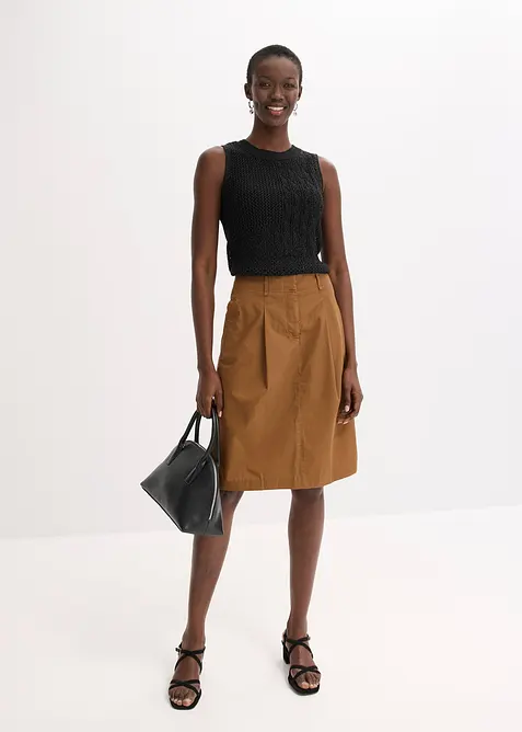 Strikket singlet med hullmønster og lurex, bonprix