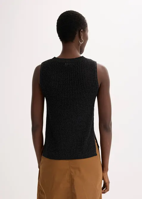 Strikket singlet med hullmønster og lurex, bonprix