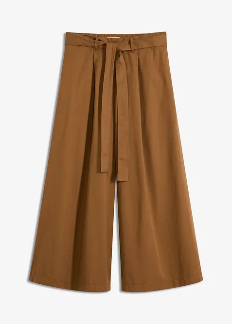 Bukse i bomullspoplin med belte (2-delt sett), bonprix