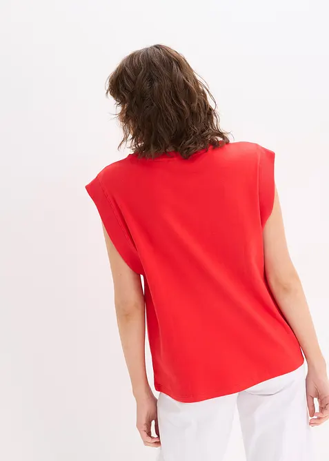 Topp med ribbekant på ermene, bonprix