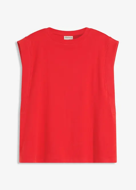 Topp med ribbekant på ermene, bonprix