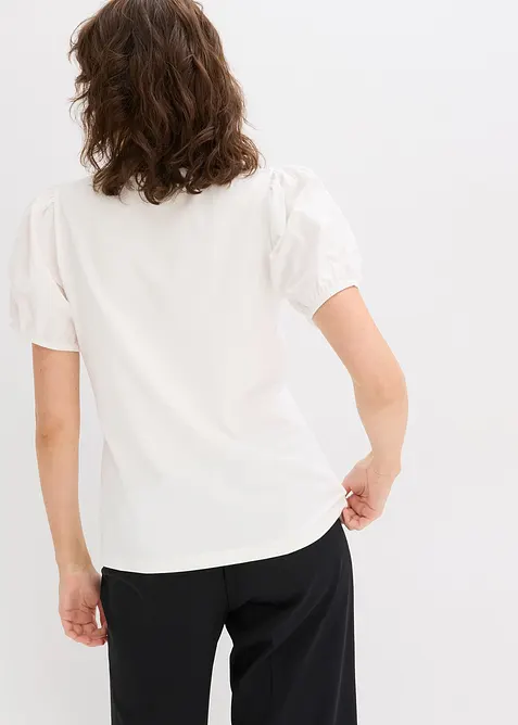 Jerseytopp med ermer av bomullspopelin, bonprix