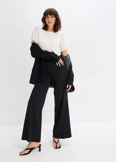 Jerseytopp med ermer av bomullspopelin, bonprix