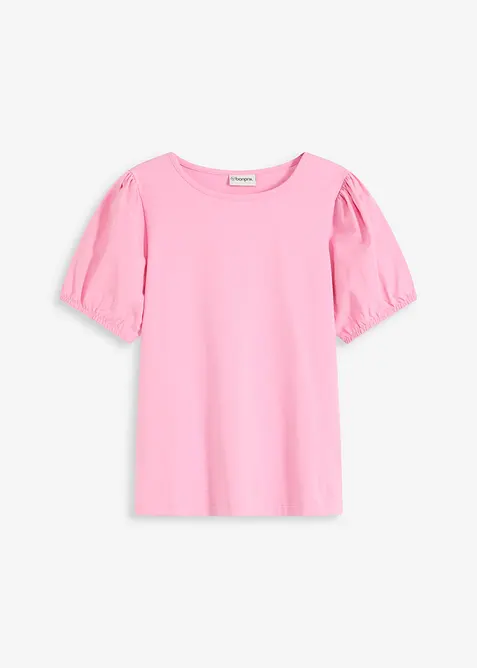 Jerseytopp med ermer av bomullspopelin, bonprix