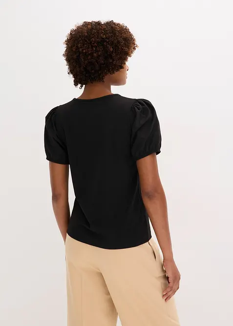 Jerseytopp med ermer av bomullspopelin, bonprix