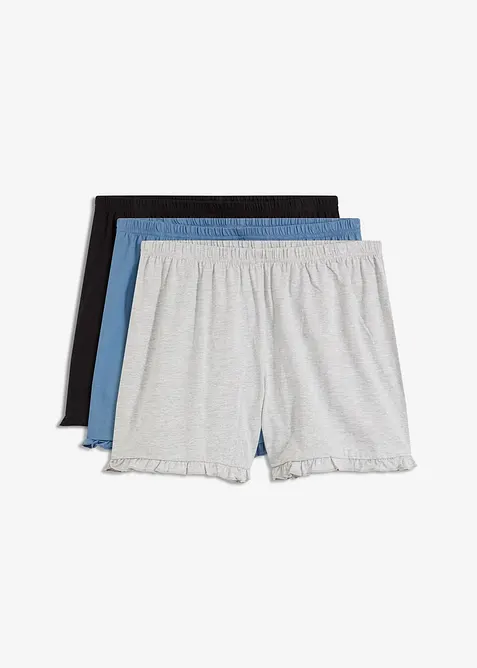 Kort nattshorts i 100% økologisk bomull (3-pack), bonprix