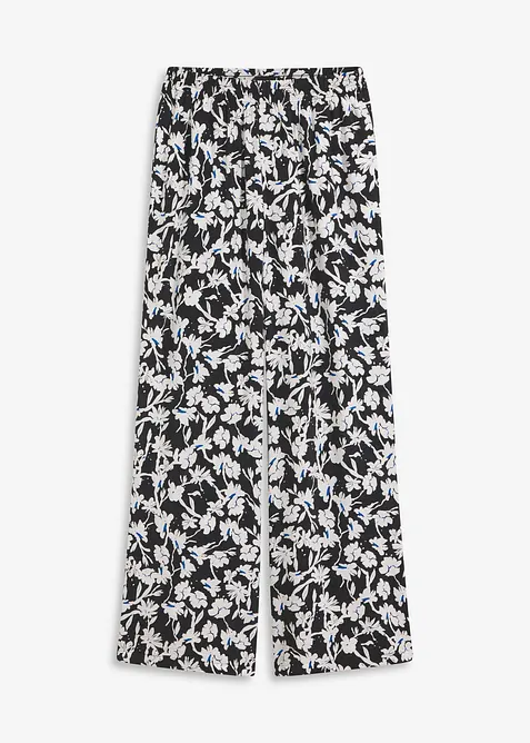 Bukse i strukturmateriale med vide ben, bonprix