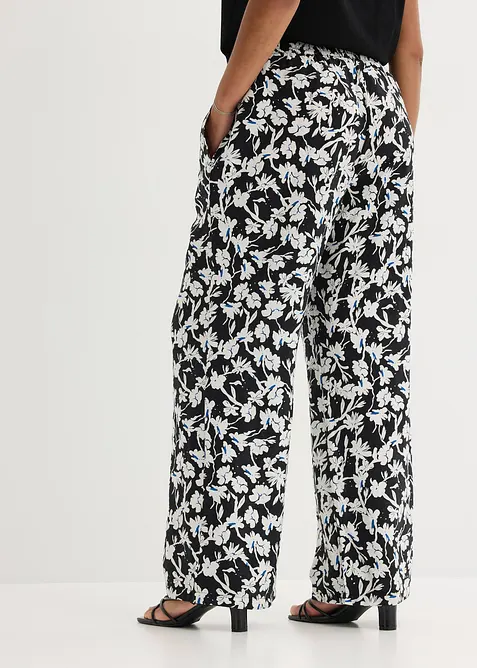 Bukse i strukturmateriale med vide ben, bonprix