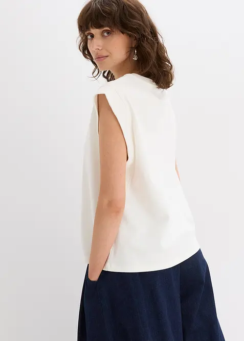 Oversized topp med ribbekant p&aring; ermene, bonprix