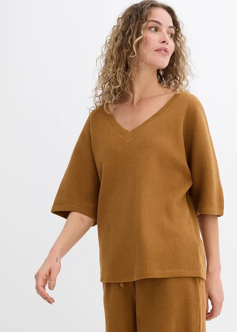 Topp i strukturmateriale av 100% bomull, bonprix