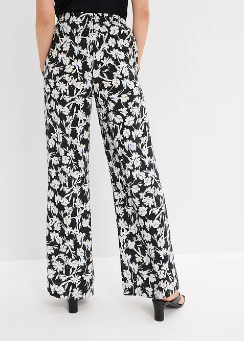 Bukse i strukturmateriale med vide ben, bonprix