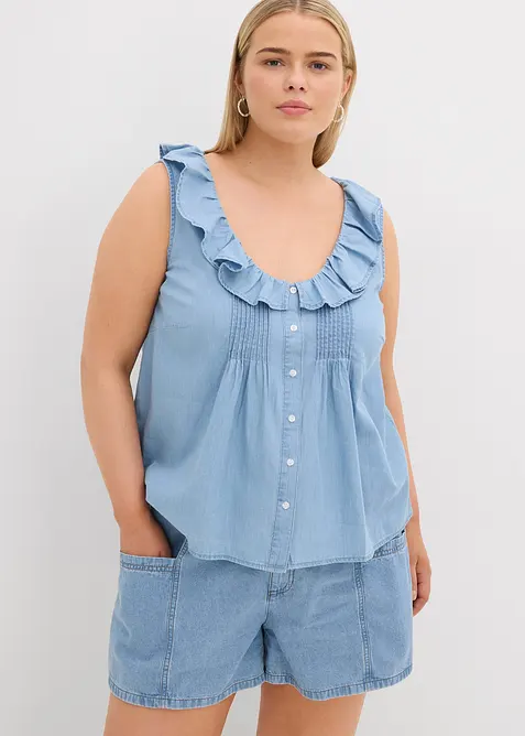 Denimbluse i økologisk bomull, bonprix