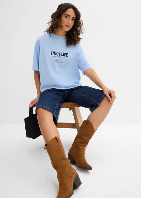 Oversized topp i 100% &oslash;kologisk bomull, bonprix