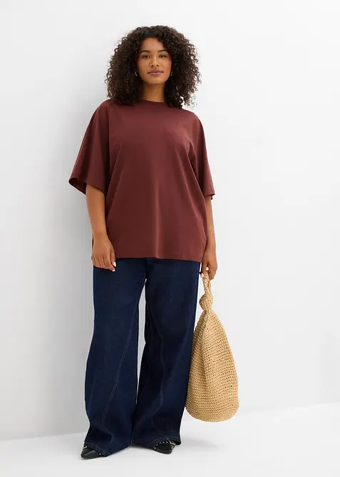 Oversized topp med vide ermer, av 100% bomull, bonprix