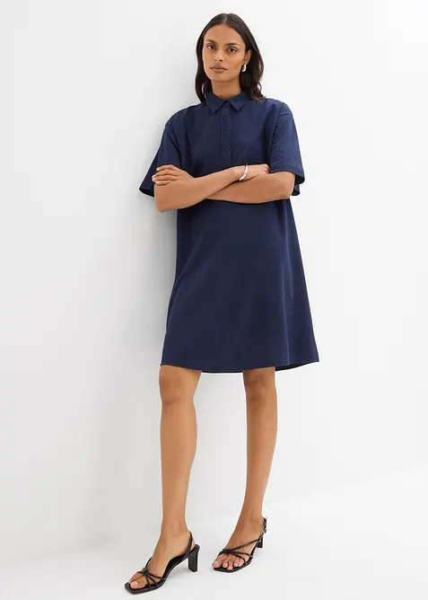 Kjole med krage i 100% bomull, bonprix